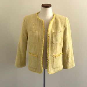 Talbots Yellow tweed 3/4 sleeve blazer
